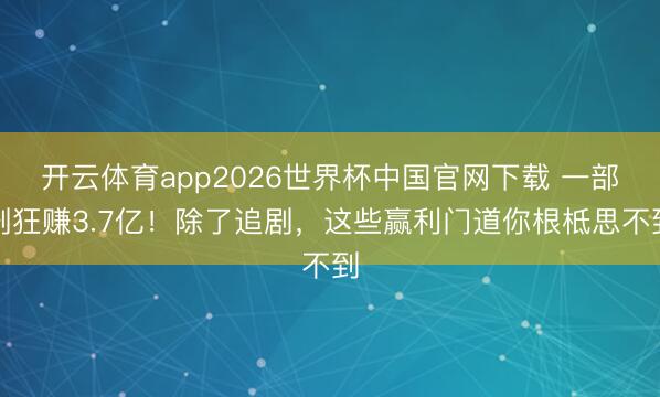 开云体育app2026世界杯中国官网下载 一部剧狂赚3.7亿！除了追剧，这些赢利门道你根柢思不到