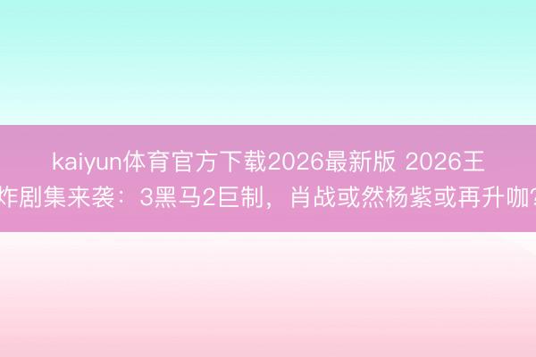 kaiyun体育官方下载2026最新版 2026王炸剧集来袭：3黑马2巨制，肖战或然杨紫或再升咖？