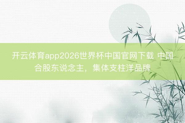 开云体育app2026世界杯中国官网下载 中国合股东说念主，集体支柱洋品牌