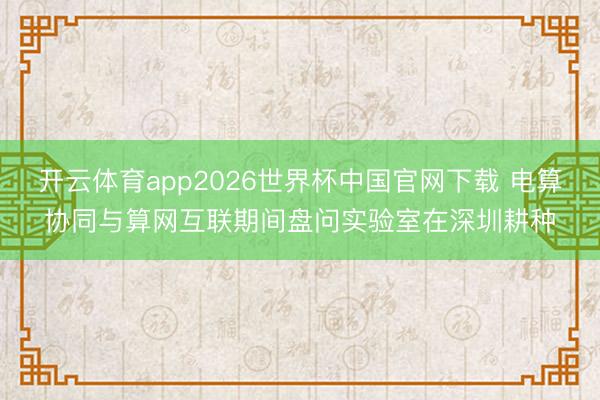 开云体育app2026世界杯中国官网下载 电算协同与算网互联期间盘问实验室在深圳耕种