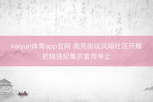 kaiyun体育app官网 南苑街谈凤翔社区开展把稳违纪集资宣传举止
